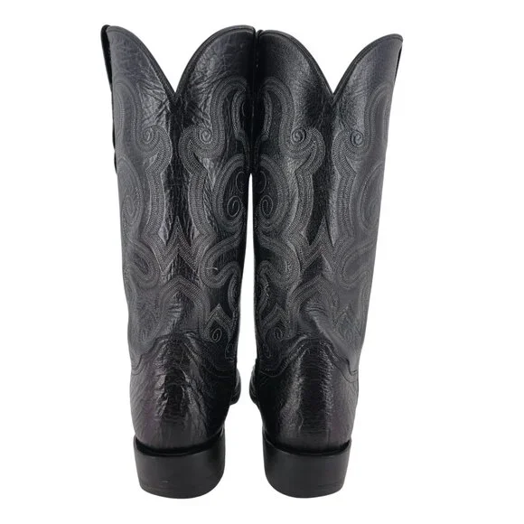 Luskey's Ryon's Mens size 9.5D Black Ostrich Exotic Leather Cowboy Western Boots - Picture 9 of 16